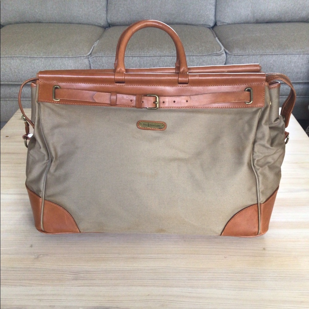 Ralph Lauren RARE Canvas & Leather Weekender Tote